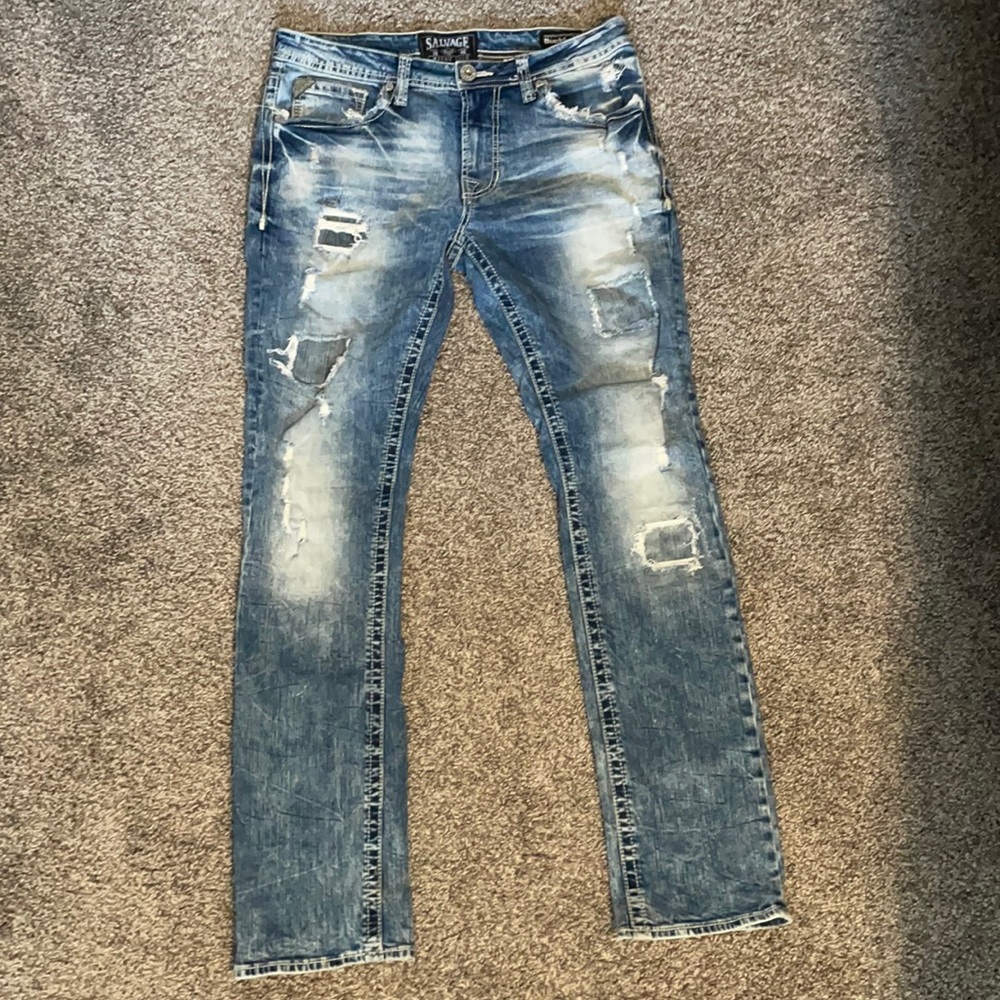 Euc Men’s Salvage Havoc Slim Straight Distressed Jeans